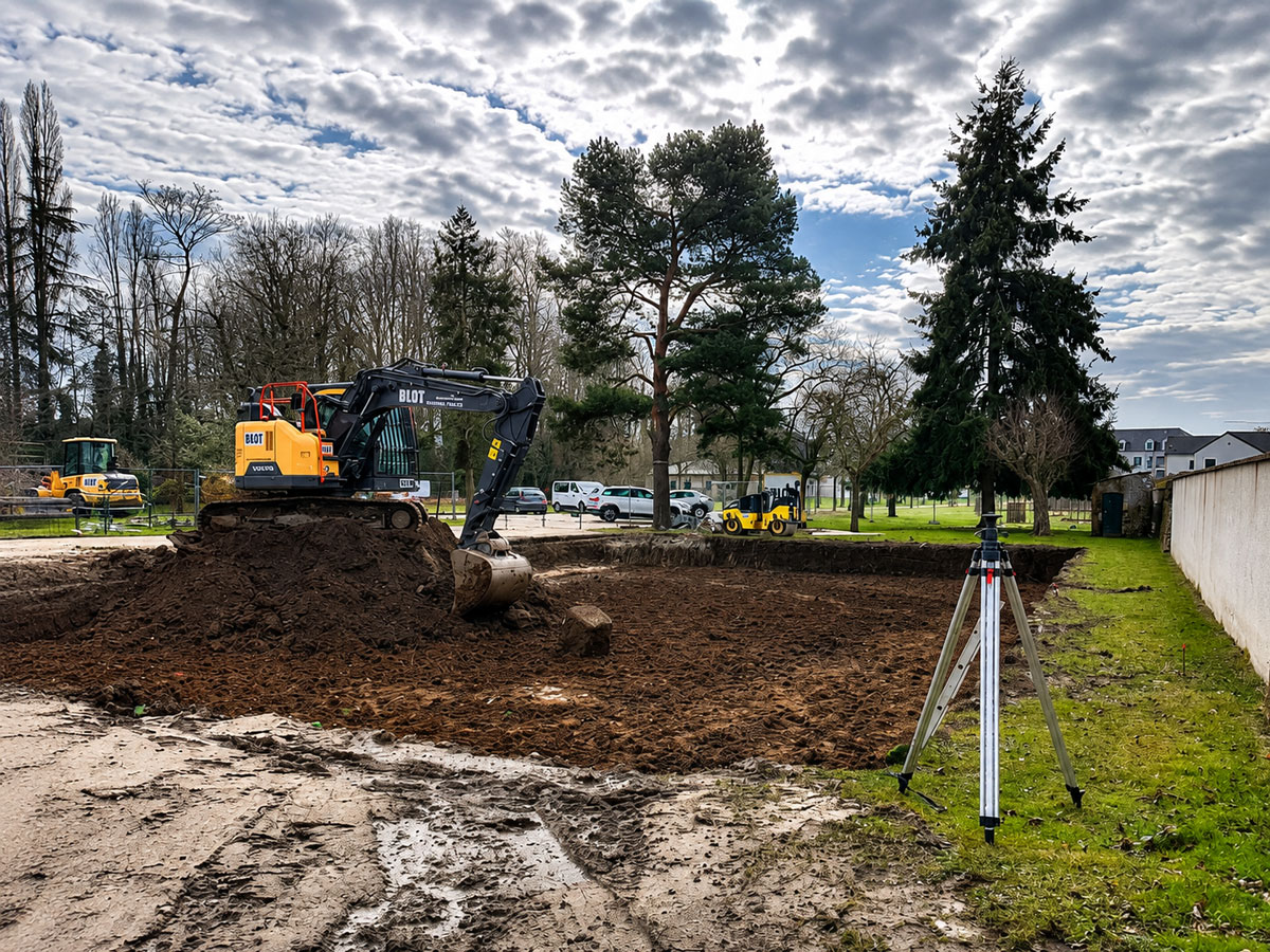 Travaux de terrassement et préparation du terrain pour la maison de santé de Saint-Jean-le-Blanc